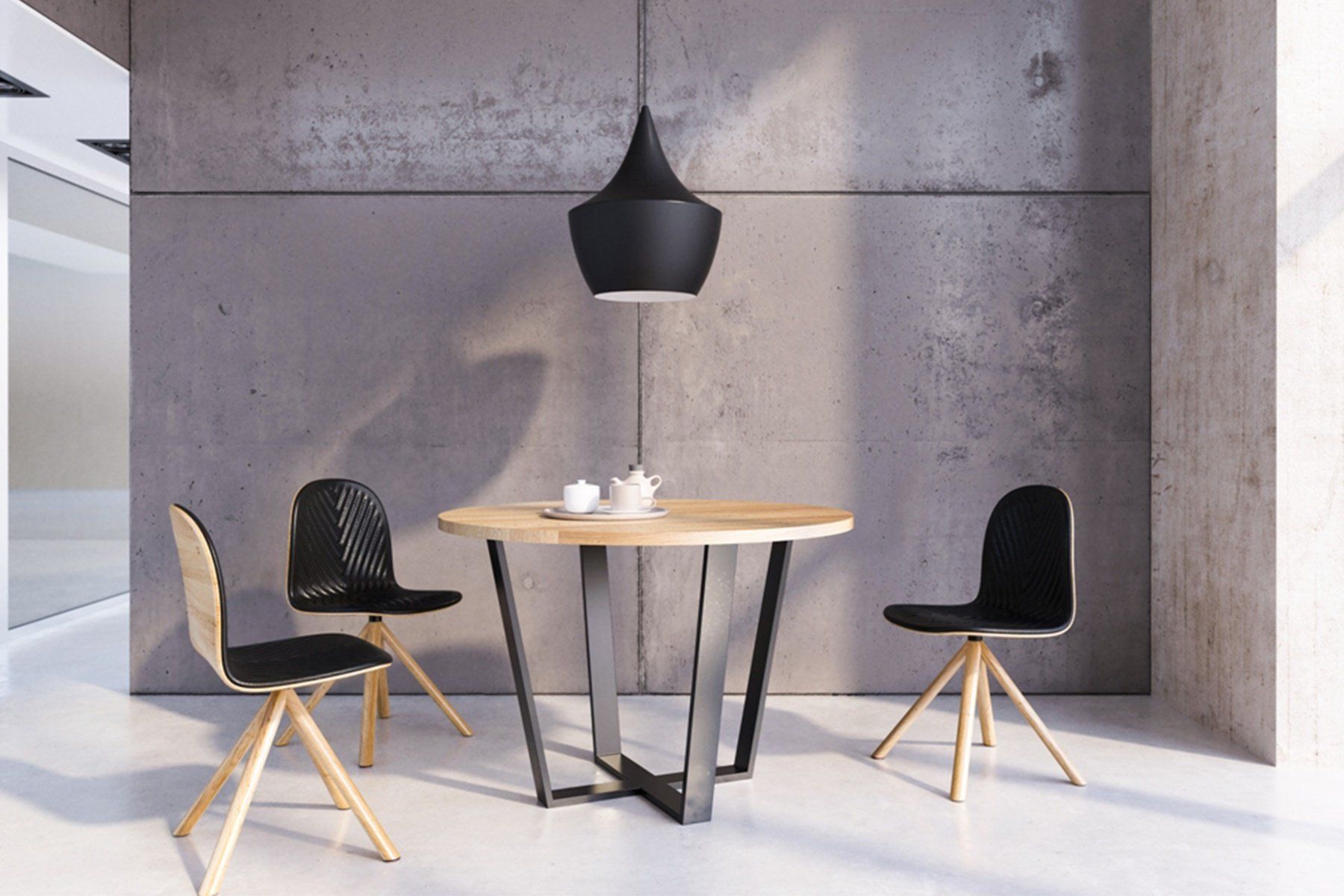 круглый стол на кухне в интерьере