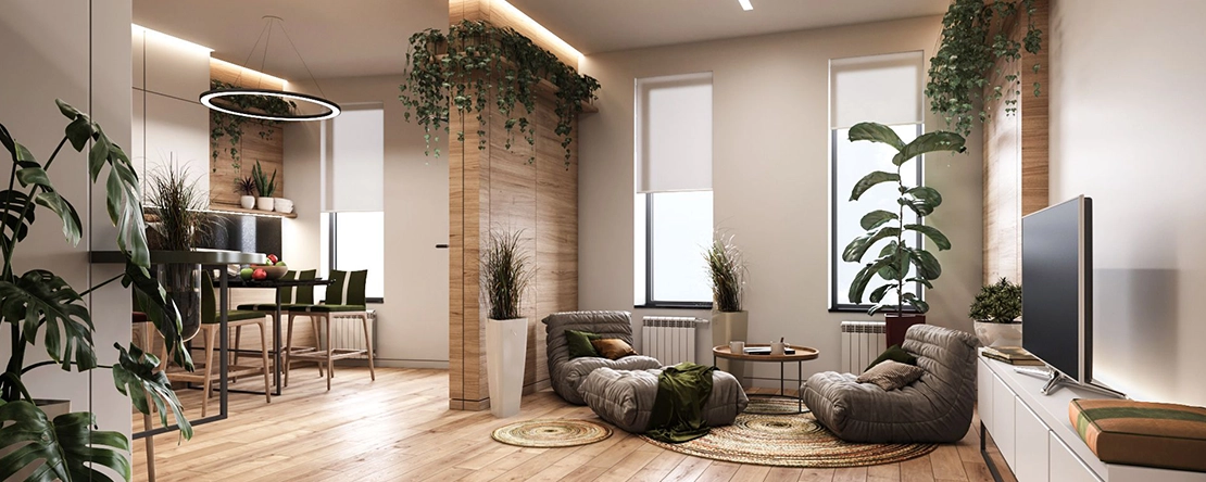 Интерьеры с использованием природных материалов